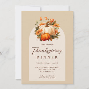 Invitación Arco de escritura floral de calabaza de la cena de