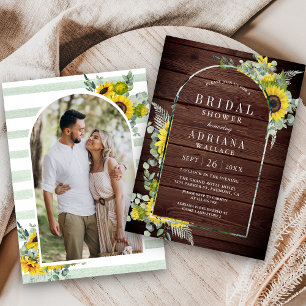 Invitación Arco de Eucalipto de Girasoles Foto Ducha de Novia