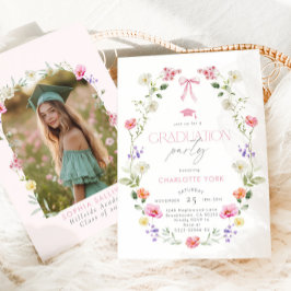 Invitación Arco de fiesta de graduación con lazo floral Foto