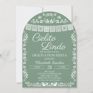 Invitación Arco de Fiesta de Graduación Verde Sage Cielito Li