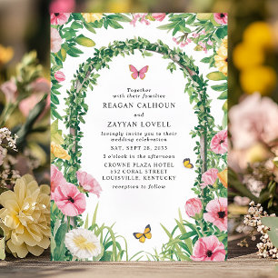 Invitación Arco de Fiesta de Jardín Floral Mariposas Boda