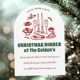 Invitación Arco de Fiesta de la cena de vacaciones dibujado a