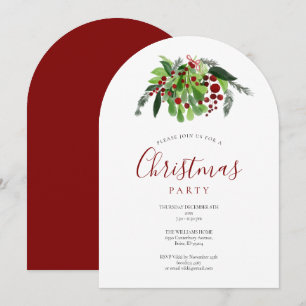 Invitación Arco de fiesta de Navidad con bayas rojas