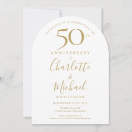 Invitación Arco de firma dorada 50 aniversario de bodas