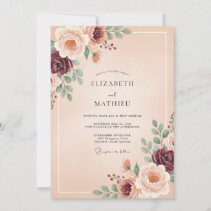 Invitación Arco de Flor de Melocotón Florece Boda