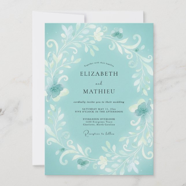 Invitación Arco de Flor de Té Bodas Florecimiento (Anverso)