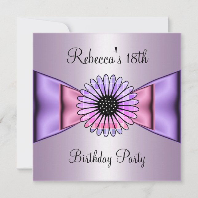 Invitación Arco de Flor Rosa Púrpura Fiesta de Cumpleaños 18 (Anverso)