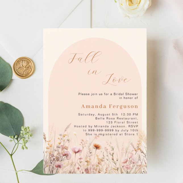Invitación Arco de flor silvestre enamorar durazno Bridal Sho (Subido por el creador)