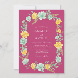 Invitación Arco de Floración Magenta para Boda