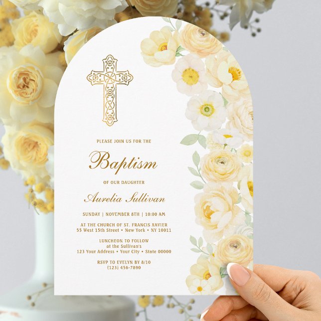 Invitación Arco de flores amarillas Bautizo (Subido por el creador)