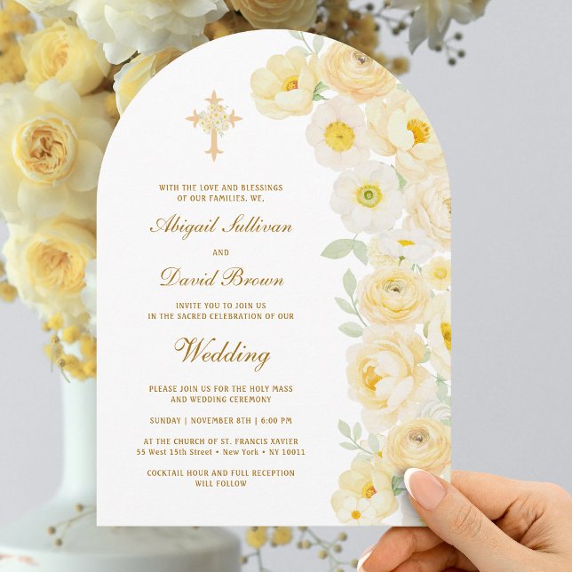 Invitación Arco de flores amarillas boda religiosa (Subido por el creador)