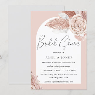 Invitación Arco de Flores Boho Rubor para Despedida de Solter