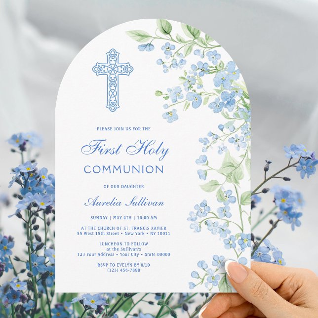 Invitación Arco de Flores de Agua Azul Primera Comunión (Subido por el creador)