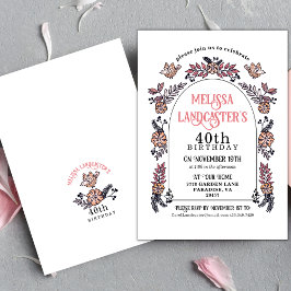 Invitación Arco de Flores de Jardín Rosa 40 cumpleaños