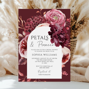 Invitación Arco de flores de otoño, pétalos y prosecco para d