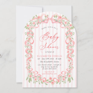 Invitación Arco de flores de rosas rosadas modernas para baby