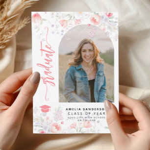 Invitación Arco de flores silvestres boho foto fiesta de grad