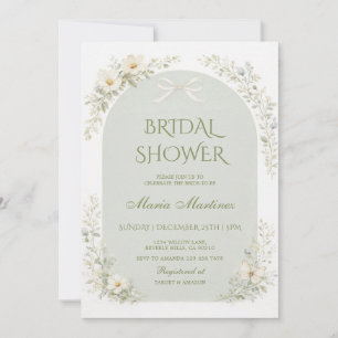 Invitación Arco de flores silvestres verde salvia para ducha 