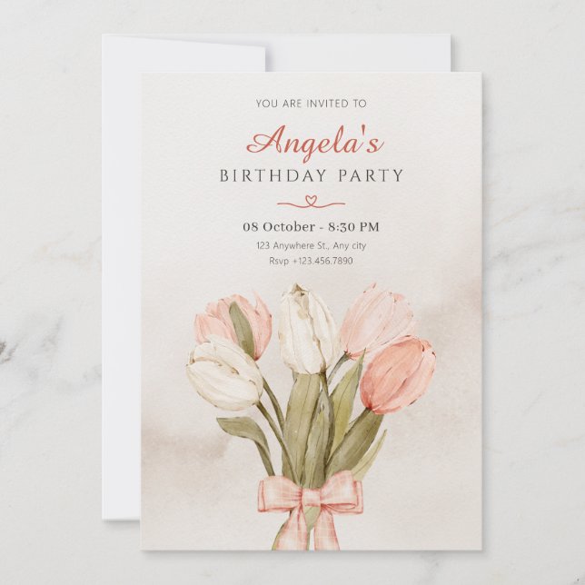 Invitación Arco de flores tulipano (Anverso)