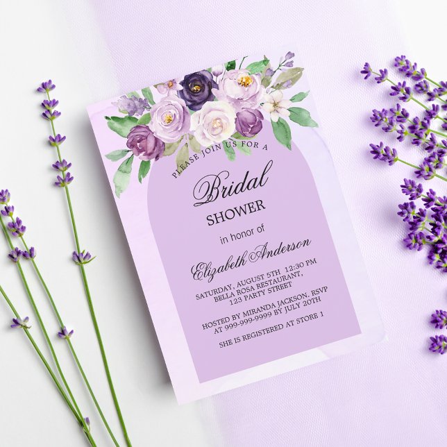 Invitación Arco de flores violeta violeta de la ducha de novi (Subido por el creador)