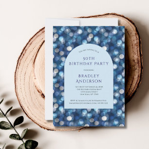 Invitación Arco De Fondo Azul Para Él 50 Años