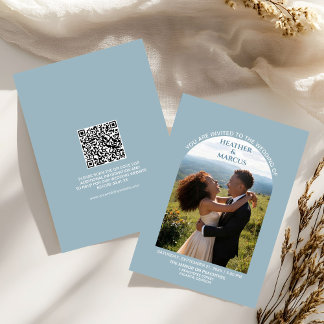 Invitación Arco de Foto Azul Polvoriento Boda