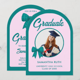 Invitación Arco de foto de fiesta de graduación con lazo de g