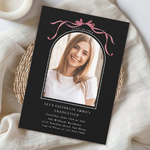 Invitación Arco de foto de fiesta de graduación con lazo de r