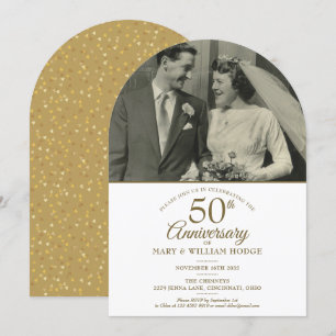 Invitación Arco de fotos de boda Corazones de Oro 50 Aniversa