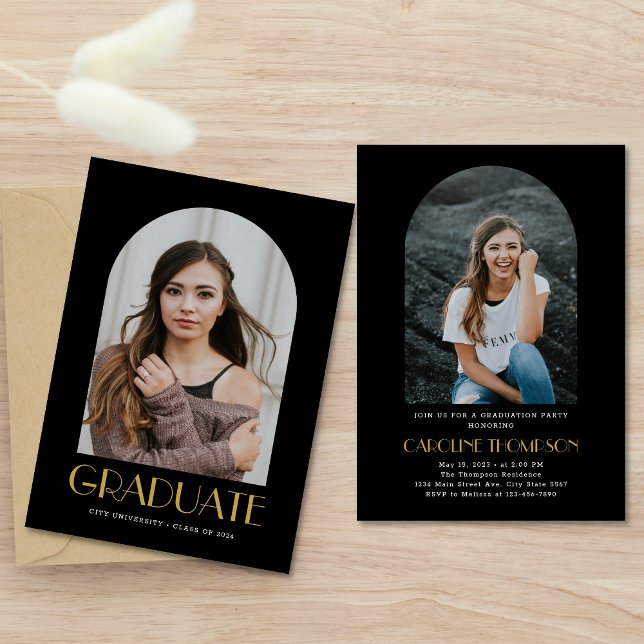 Invitación Arco de Fotos Moderno Negro Amarillo 2 Fiesta de G (Subido por el creador)