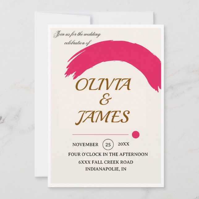 Invitación Arco de Fuchsia Eléctrico Editorial Moderno (Anverso)