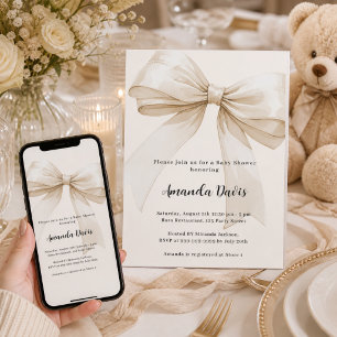 Invitación Arco de género neutro marfil beige Baby Shower