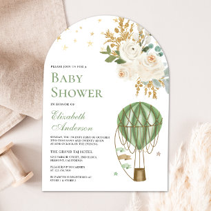 Invitación Arco de Globo Aerostático Verde Menta para Baby Sh