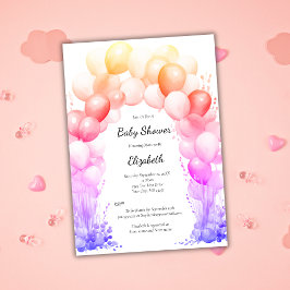Invitación Arco de Globos Colores de Arcoíris Cumpleaños Niña