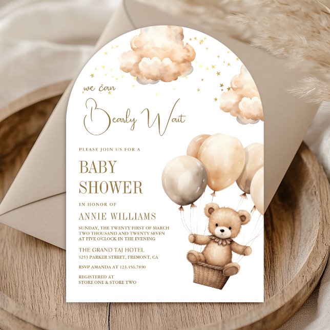 Invitación Arco de globos de osito de peluche marrón neutro p (Subido por el creador)