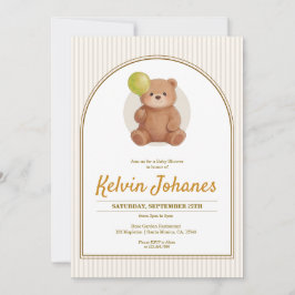 Invitación Arco de globos de osito despojado Baby Shower