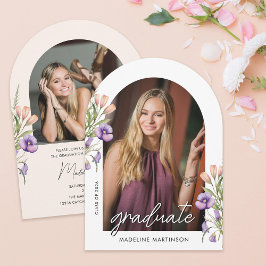 Invitación Arco de graduación de foto floral botánica
