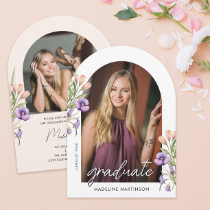 Invitación Arco de graduación de foto floral botánica