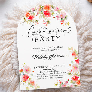 Invitación Arco de graduación de foto moderno rosa naranja