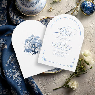 Invitación Arco de Graduación del Motif del árbol Chinoiserie
