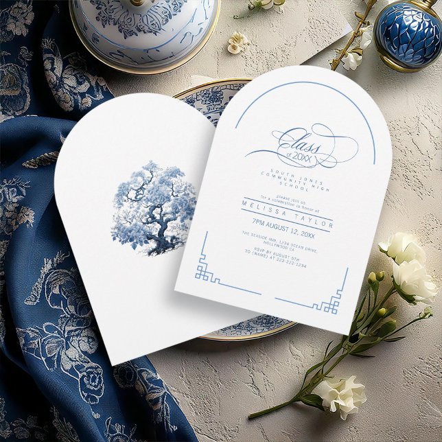 Invitación Arco de Graduación del Motif del árbol Chinoiserie (Subido por el creador)