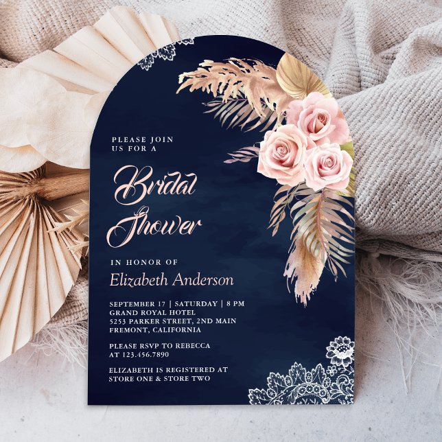 Invitación Arco de hierba de Pampas rosa polvoriento para des (Subido por el creador)