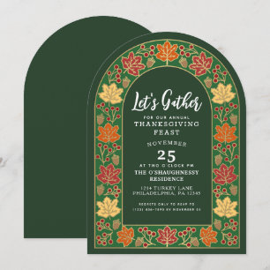 Invitación Arco de hojas de otoño de bellota de cena de Acció