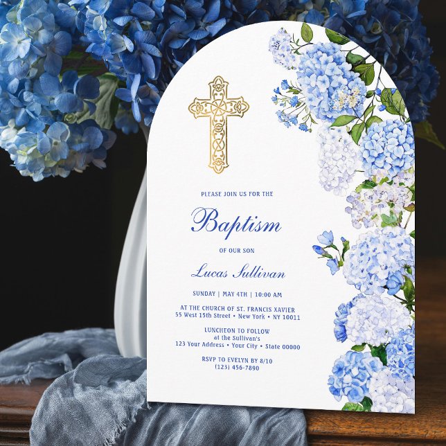 Invitación Arco de Hortensias Azules Bautizo (Subido por el creador)