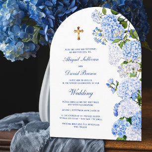Invitación Arco de Hortensias Azules Boda Religiosa