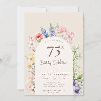 Invitación Arco de Jardín Floral Caprichoso Beige Cumpleaños