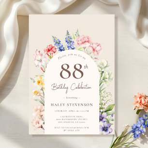 Invitación Arco de Jardín Floral Caprichoso Beige Cumpleaños 