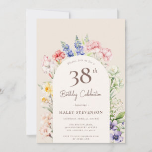 Invitación Arco de jardín floral caprichoso beige cumpleaños 