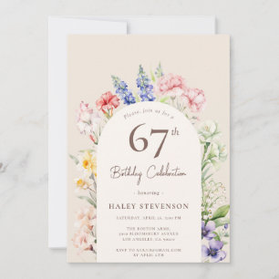 Invitación Arco de jardín floral caprichoso beige cumpleaños 