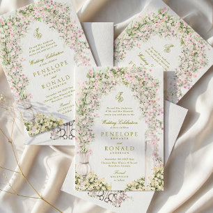 Invitación arco de jardín romántico francés monograma boda re